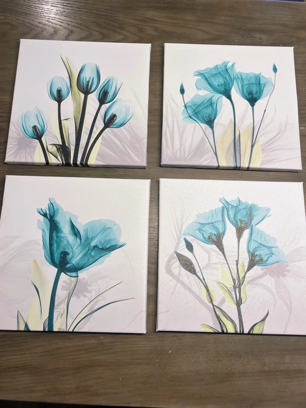 Hand-Painted Tulip Canvas Wall Art - Set of 4